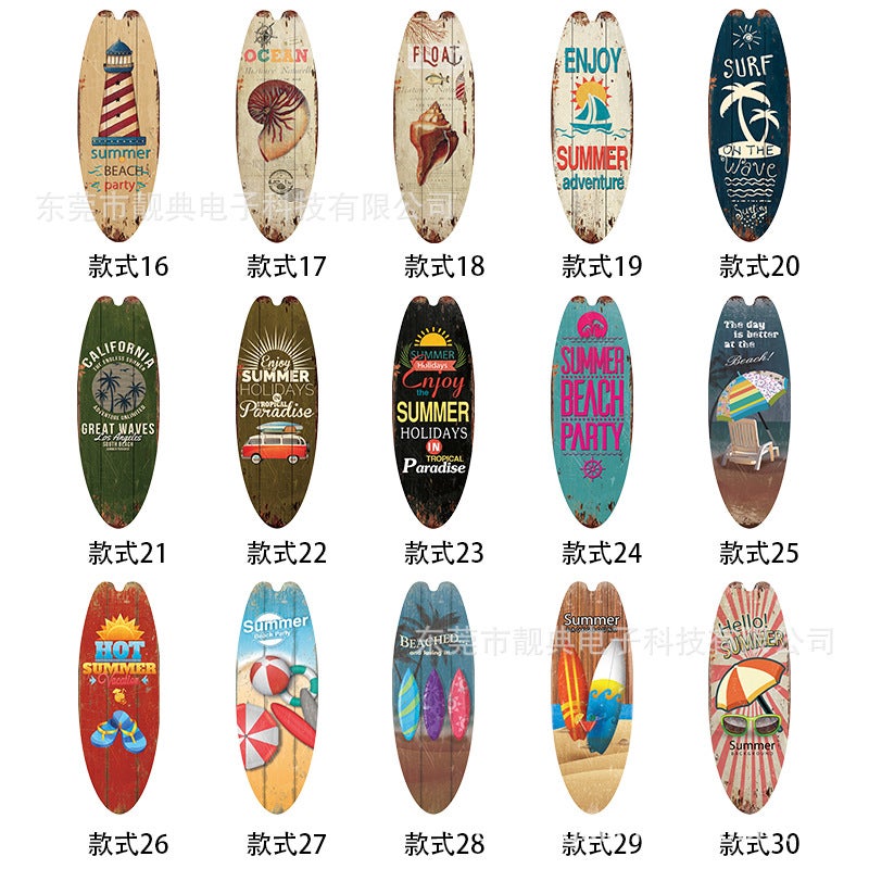Summer Surfboard Pendant Surfboard Wooden Sign Ocean Theme Leisure Decoration Bar Home Wall Decoration Wooden Sign - Image 3