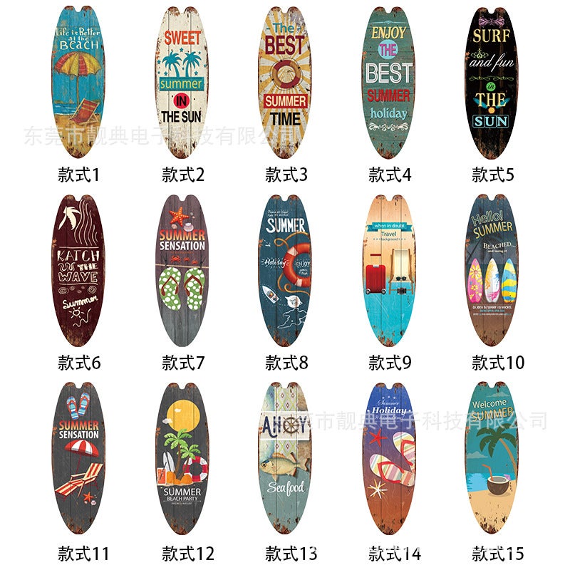 Summer Surfboard Pendant Surfboard Wooden Sign Ocean Theme Leisure Decoration Bar Home Wall Decoration Wooden Sign - Image 2