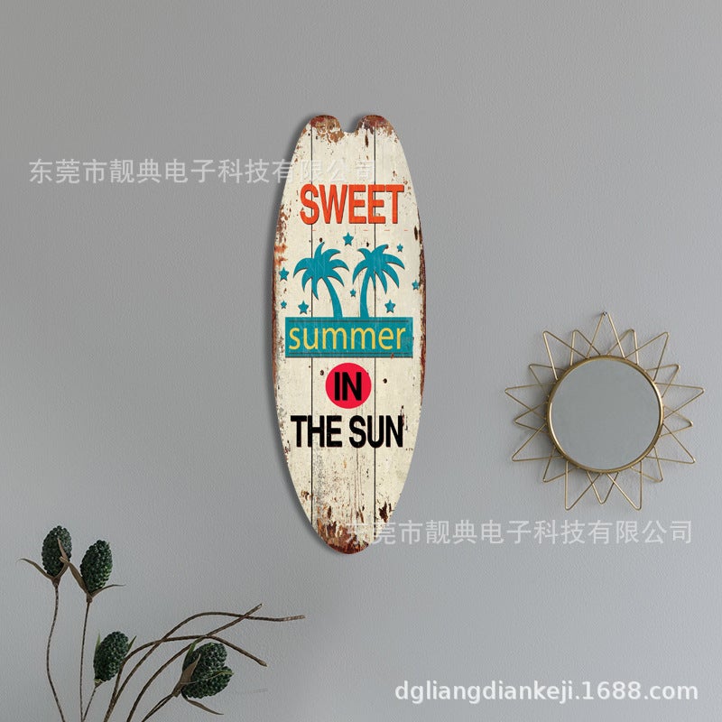 Summer Surfboard Pendant Surfboard Wooden Sign Ocean Theme Leisure Decoration Bar Home Wall Decoration Wooden Sign - Image 5