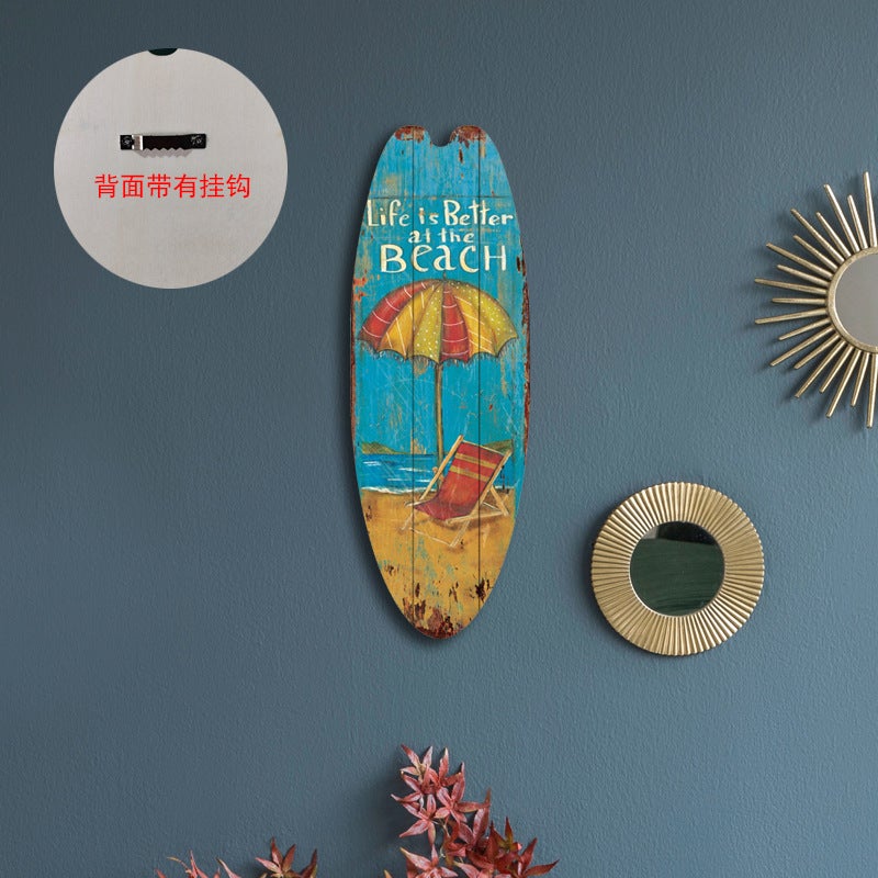 Summer Surfboard Pendant Surfboard Wooden Sign Ocean Theme Leisure Decoration Bar Home Wall Decoration Wooden Sign - Image 4