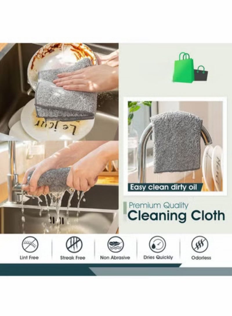 Y&D 6 Piece Kitchen Household Bamboo Charcoal Fiber Oil-free Absorbent Cleaning Dish Towel - Image 2
