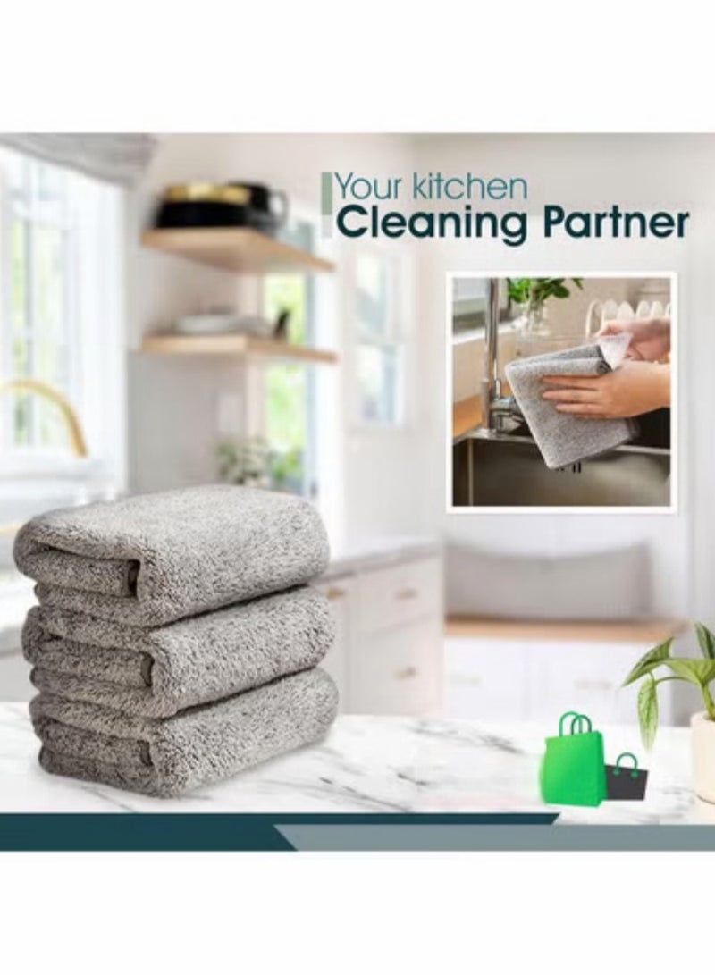 Y&D 6 Piece Kitchen Household Bamboo Charcoal Fiber Oil-free Absorbent Cleaning Dish Towel - Image 5