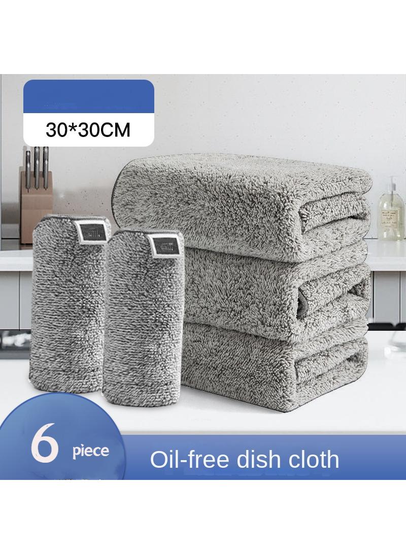Y&D 6 Piece Kitchen Household Bamboo Charcoal Fiber Oil-free Absorbent Cleaning Dish Towel - Image 1