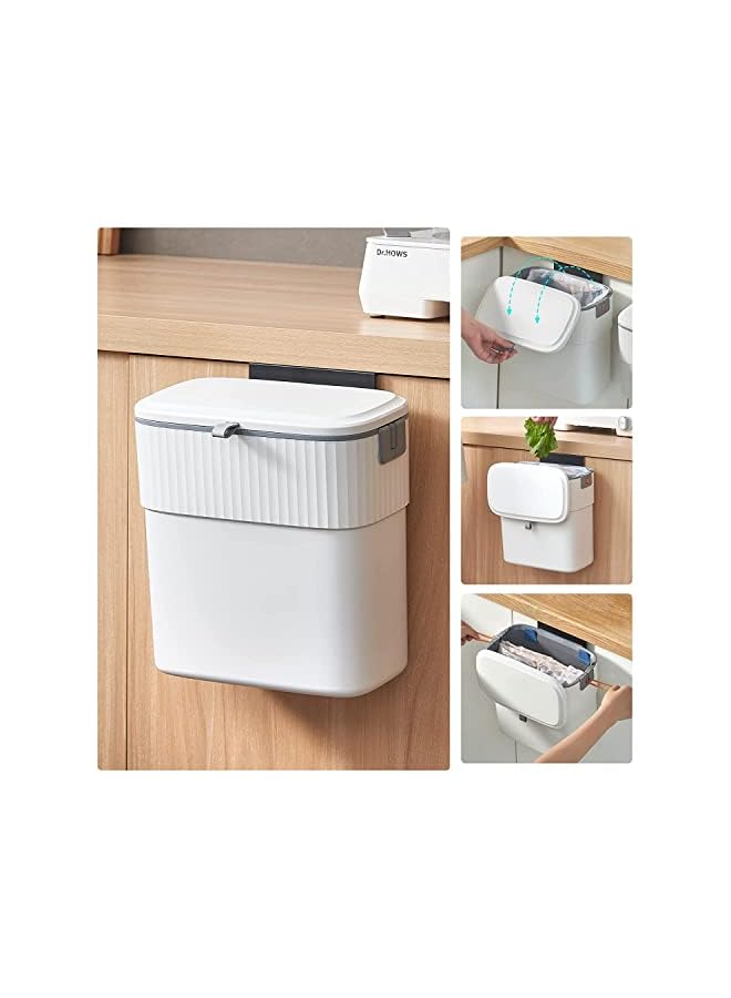 Zaboon Trash Can With Lid 9L Kitchen Compost Bin For Under Sink Plastic Wallmounted Garbage Can Small Kitchen Garbage Can Small Trash Can With Lid For Cupboard Countertop - Image 2