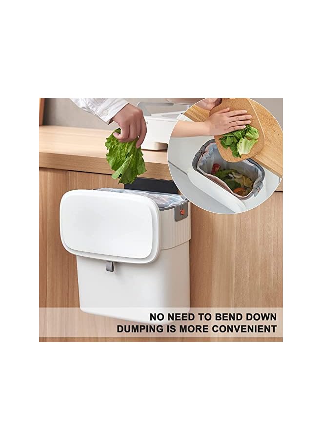 Zaboon Trash Can With Lid 9L Kitchen Compost Bin For Under Sink Plastic Wallmounted Garbage Can Small Kitchen Garbage Can Small Trash Can With Lid For Cupboard Countertop - Image 4