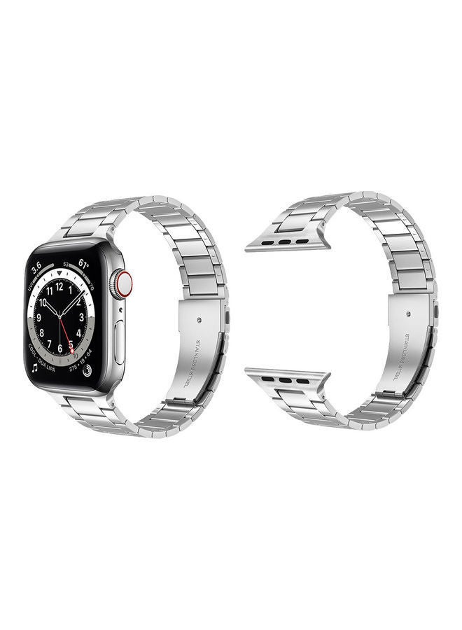 NIBEMINENT Replacement Band For Apple Watch Series 6/SE/5/4/3/2/1 44/42 mm Silver - Image 2