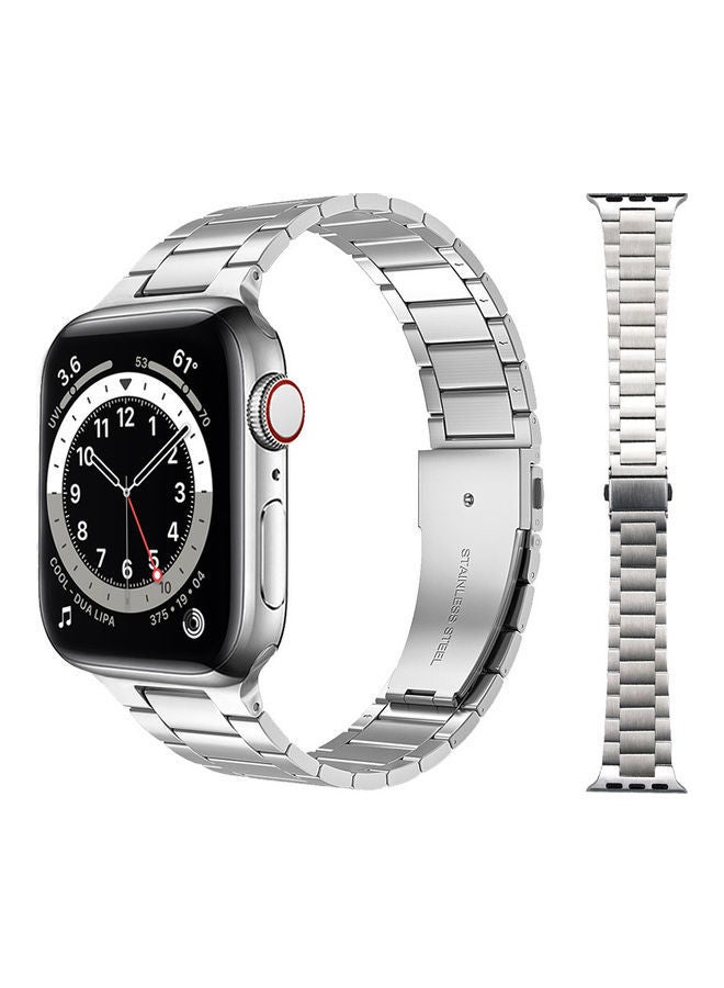 NIBEMINENT Replacement Band For Apple Watch Series 6/SE/5/4/3/2/1 44/42 mm Silver - Image 1