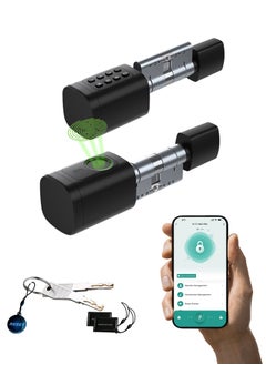 التاكس قفل الباب الذكي Altix CL1X TUYA بدون مفتاح | بصمة الإصبع وكود المرور | بلوتوث | بطاقة مفتاح ومفتاح عادي | تركيب ذاتي (DIY) | مناسب للمنازل والمكاتب | أمان عالي | قابل للتعديل بطول 60-90 ملم | أسود غير لامع جديد.  - Image 1