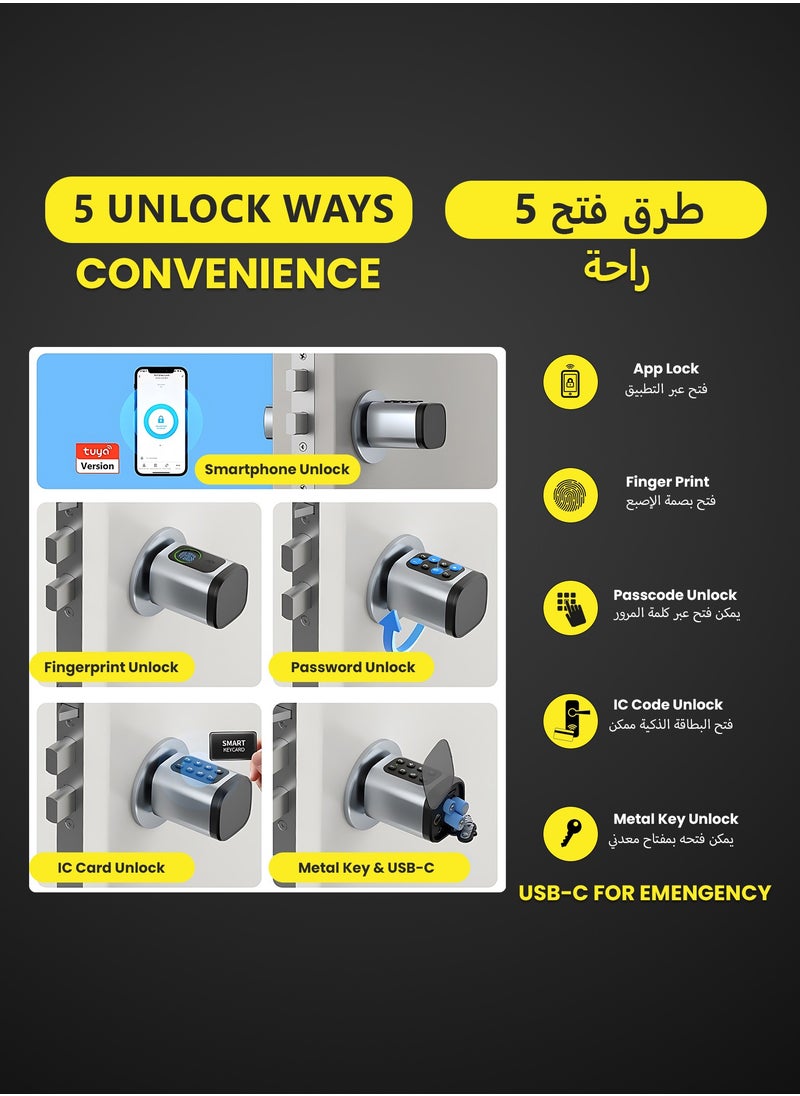 Altix - Altix CL1X TUYA Smart Door Lock Keyless | Fingerprint & Passcode | Bluetooth | Keycard & Key | DIY Install | Suitable for Home, Office | Highly Secure | Adjustable Length 60-90mm | Matte Black - Image 1