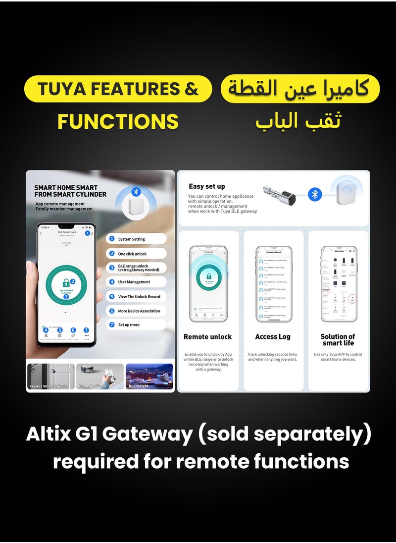 Altix - Altix CL1X TUYA Smart Door Lock Keyless | Fingerprint & Passcode | Bluetooth | Keycard & Key | DIY Install | Suitable for Home, Office | Highly Secure | Adjustable Length 60-90mm | Matte Black - Image 1