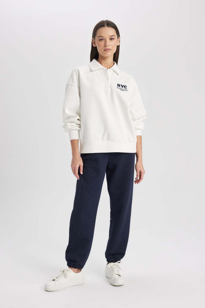 DeFacto Woman Jogger Standard Fit Elastic Band Thick Sweatshirt Fabric Trousers  - Image 1