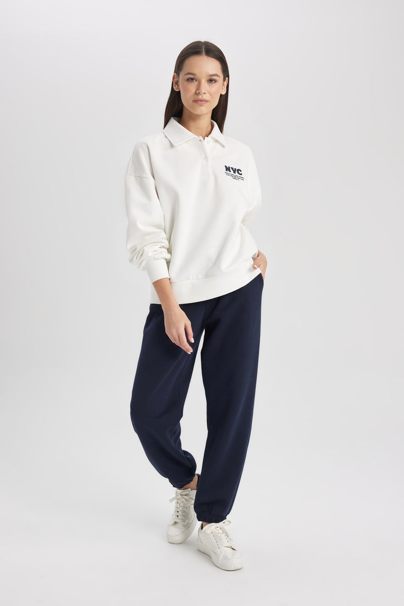 DeFacto Woman Jogger Standard Fit Elastic Band Thick Sweatshirt Fabric Trousers  - Image 3