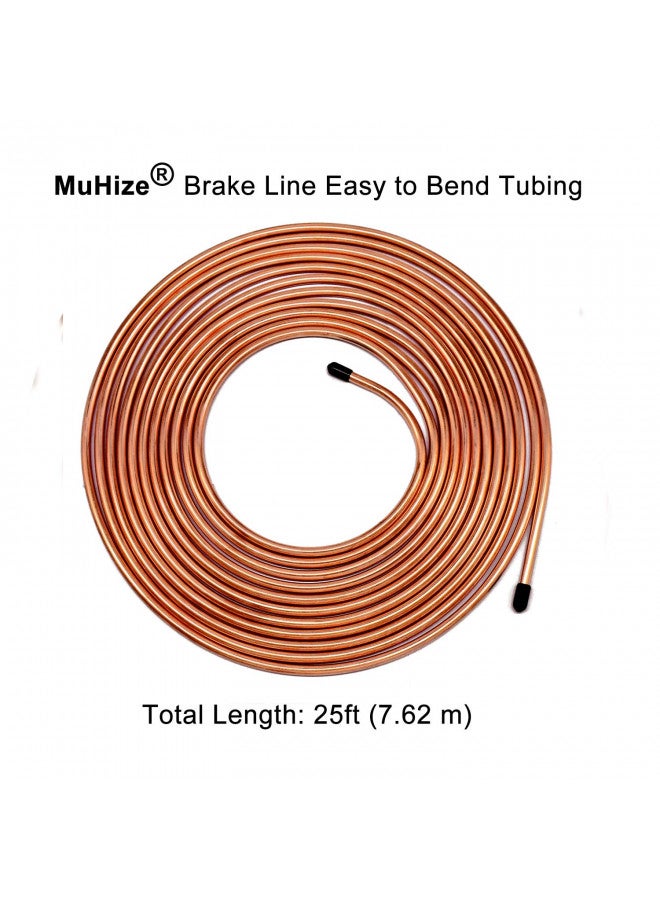 MuHize MuHize 1/4 Brake Line - Upgraded Copper Coat Tubing Repair Kit, Flexible Tube Line Roll 25 ft 1/4" for SAE Standard Hydraulic Brakes Fuel Transmission System - Image 2