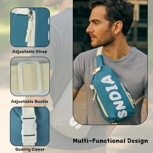SNDIA Sling Bag for Men Stylish Crossbody Backpack for Men & Women, Messenger Bags, Casual Shoulder Bag, Chest Bag (Teal, 31x15x18cm) - Image 3