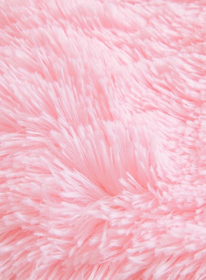 Besfunny Pink Fluffy Pillow Covers, Fuzzy Plush Furry Shaggy Faux Fur Pillow Cases for Bedroom décor, Soft Pink Pillow Covers 26"x20" with Zipper Closure, Decorative Set of 2 - Image 5