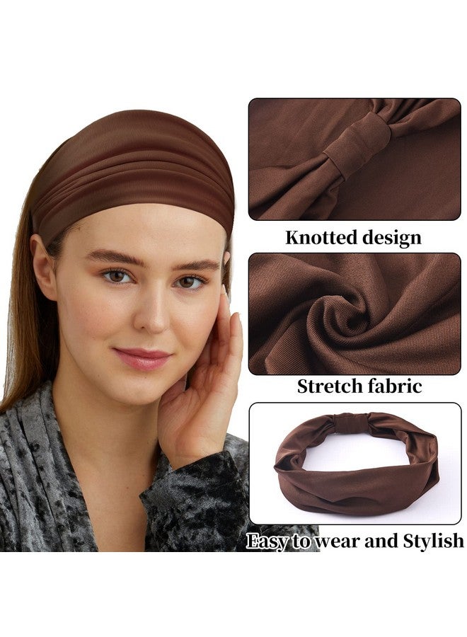 Yeshan Wide Headbands For Women No Slip African Boho Headbands Solid Bandana Headbands Elastic Yoga Workout Sweat Bands Running Sport Turban Knotted Headwrapspack Of 6 - Image 3