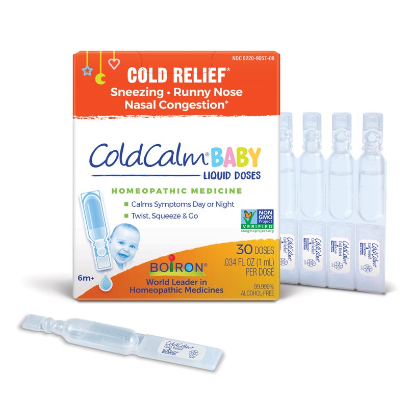 Boiron ColdCalm Baby Single-Use Drops for Relief from Cold Symptoms of Sneezing, Runny Nose, and Nasal Congestion - Sterile and Non-Drowsy Liquid Doses - 30 Count - Image 1