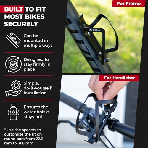 Active Adventure Bike Water Bottle Holder Combo - 20 Oz Squeeze Bottle & Bicycle Mount Cage Rack, No Screws Needed, Durable Alloy - Fits All Handlebar Bikes & MTB Mountain Road - for Adults, Kids (Black) - Image 3