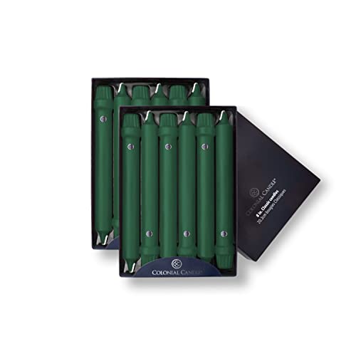 Colonial Candle Unscented Taper Candle, Classic Collection, Evergreen, 8 In, Pack of 12 - Up to 6 Hours Burn - Image 1