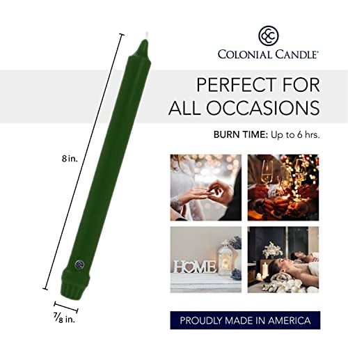 Colonial Candle Unscented Taper Candle, Classic Collection, Evergreen, 8 In, Pack of 12 - Up to 6 Hours Burn - Image 3