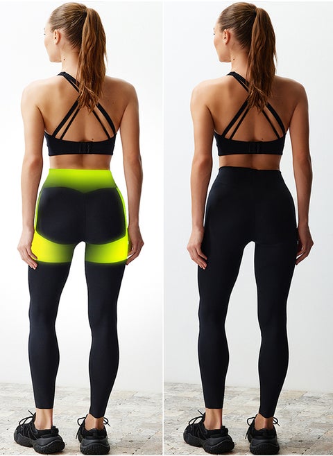 Premium Black 2nd Layer with Extra Tummy Tuck Push Up Full Length Knitted Sports Leggings THMSS24TY00015