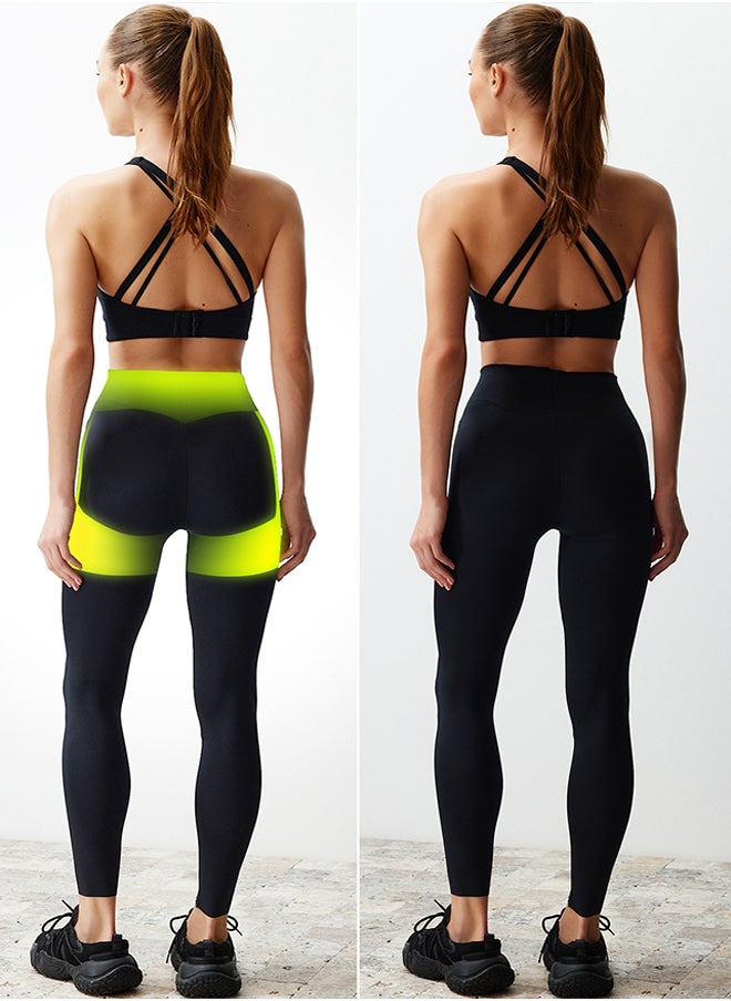 Premium Black 2nd Layer with Extra Tummy Tuck Push Up Full Length Knitted Sports Leggings THMSS24TY00015