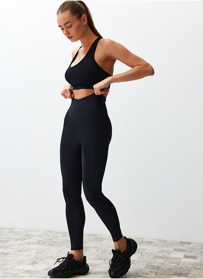 Premium Black 2nd Layer with Extra Tummy Tuck Push Up Full Length Knitted Sports Leggings THMSS24TY00015