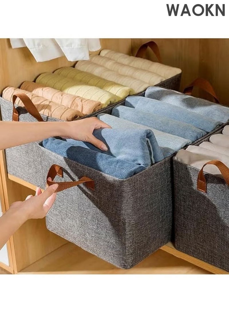 WAOKN 4pcs Clothes Storage Box ,Foldable Closet Storage Box, Folding Storage Baskets ,Thickened and reinforced, not easily deformed,Wardrobe Fabric Cabinet Closet Shelf Organizer Storage for Clothes,Toys,Books with Carrying Handles. - Image 5