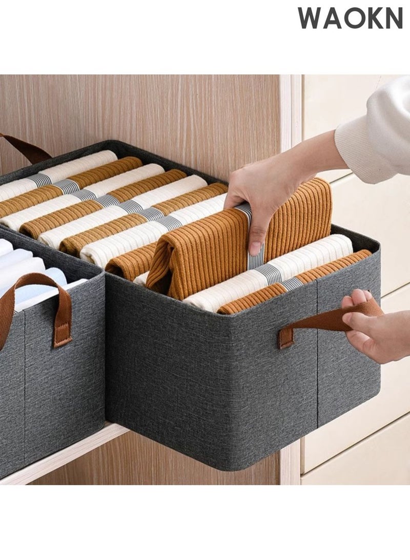 WAOKN 4pcs Clothes Storage Box ,Foldable Closet Storage Box, Folding Storage Baskets ,Thickened and reinforced, not easily deformed,Wardrobe Fabric Cabinet Closet Shelf Organizer Storage for Clothes,Toys,Books with Carrying Handles. - Image 3