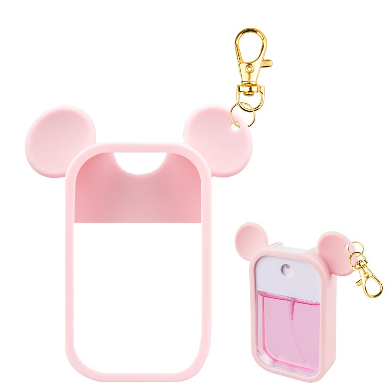 TERPINK Silicone Case Compatible with Touchland Hand Sanitizer Spray 1 fl oz, Mouse Design Protective Case with Keychain for Power Mist and Glow Mist, Hand Sanitizer Spray Accessory 1 Pack (Pink) - Image 1