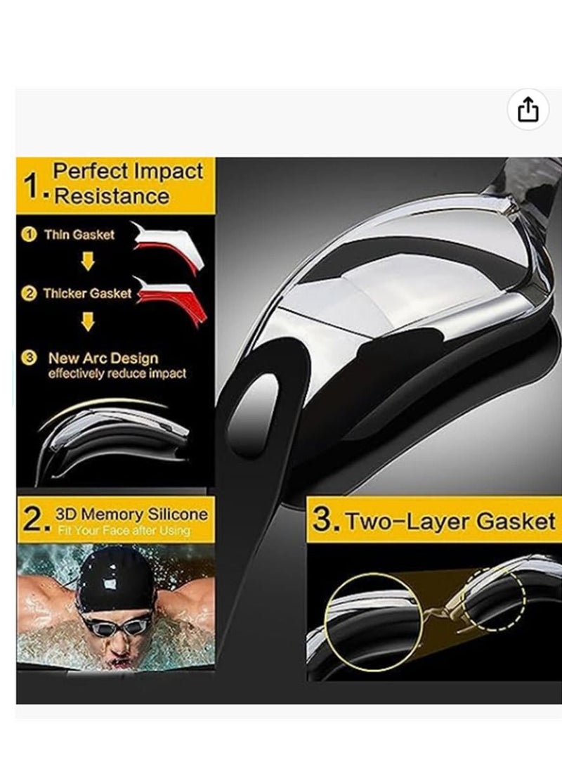 Generic Swimming Goggles Professional Anti Fog No Leaking Full Protection UV Protection HD View Goggle, Nose Clip, Earplugs, Swimming Cap Set for Women, Men - Image 4