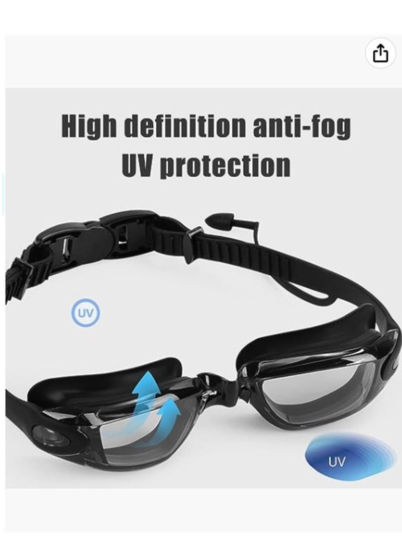 Generic Swimming Goggles Professional Anti Fog No Leaking Full Protection UV Protection HD View Goggle, Nose Clip, Earplugs, Swimming Cap Set for Women, Men - Image 3