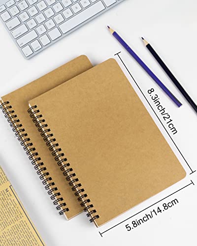Dynta Spiral Notebooks A5 Lined 5Pcs College Ruled Journals Bulk Thick Paper for Work, Study, Notes Taking, Gifts 120 Pages/60 Sheets Kraft Brown - Image 2