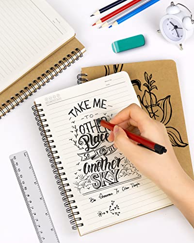 Dynta Spiral Notebooks A5 Lined 5Pcs College Ruled Journals Bulk Thick Paper for Work, Study, Notes Taking, Gifts 120 Pages/60 Sheets Kraft Brown - Image 5