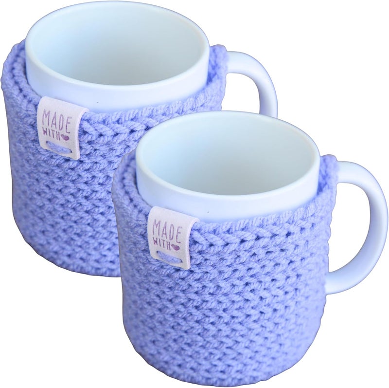 Simply Hooked Coffee Mug Cozy with Coaster – Reusable Tea Cozy Wrap for Hot Drinks – Fits 11 oz Ceramic Mugs – Stocking Stuffer Gift for Women (Periwinkle) - Image 1