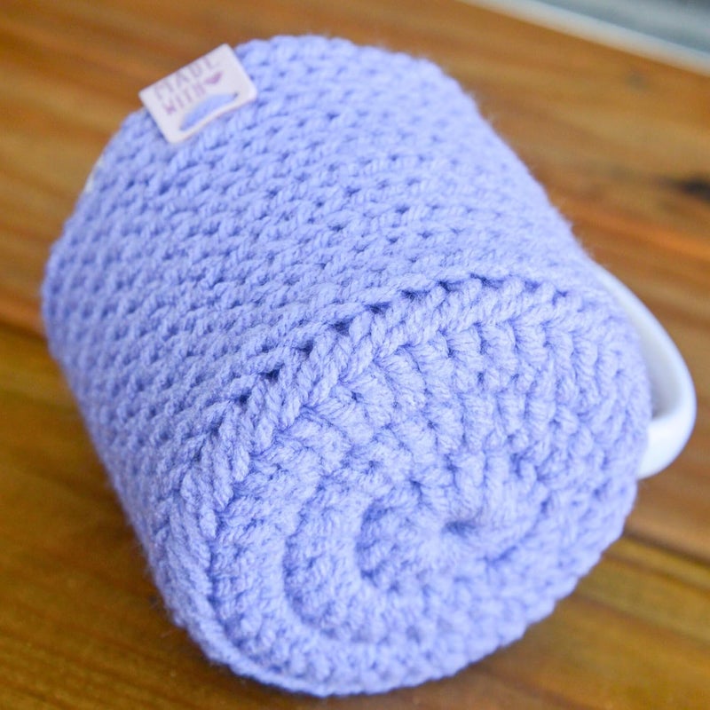Simply Hooked Coffee Mug Cozy with Coaster – Reusable Tea Cozy Wrap for Hot Drinks – Fits 11 oz Ceramic Mugs – Stocking Stuffer Gift for Women (Periwinkle) - Image 2