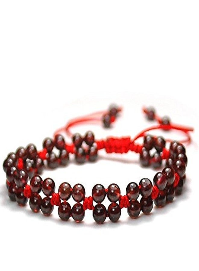 Medifier Fasport Red Rope Line Bracelet with Red Garnet Beads Hand Chain Handmade Braided String Rotating Bracelet - Image 1