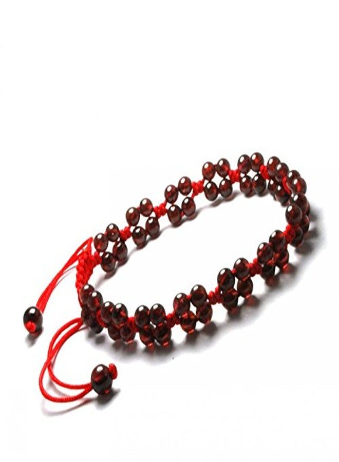 Medifier Fasport Red Rope Line Bracelet with Red Garnet Beads Hand Chain Handmade Braided String Rotating Bracelet - Image 2