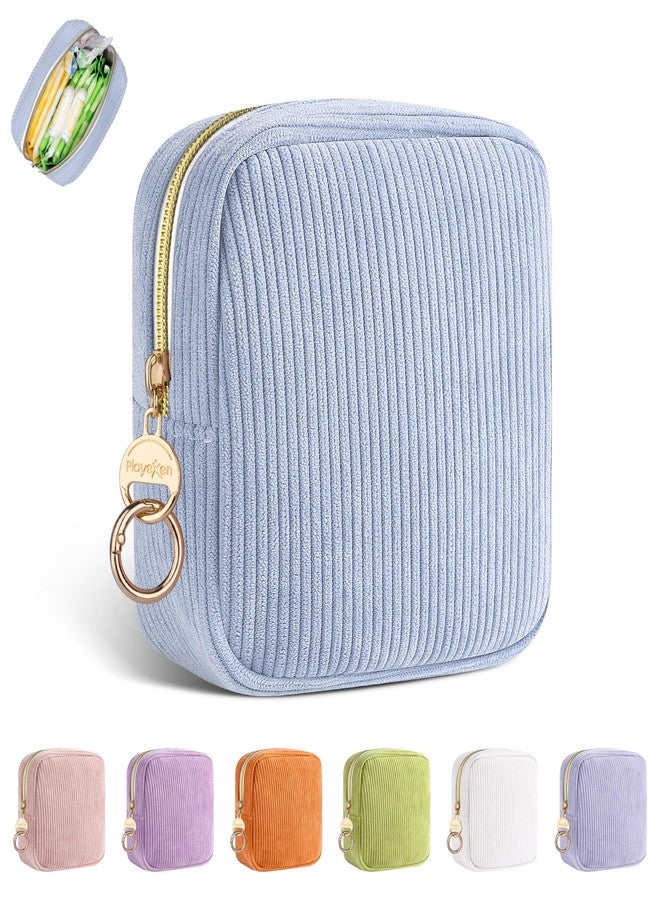 Playexen Period Bag for Teen Girls, Corduroy Sanitary Napkin Storage Bag, Menstrual Pad Pouches Tampon Holder for Purse, A-Blue, Corduroy - Image 1