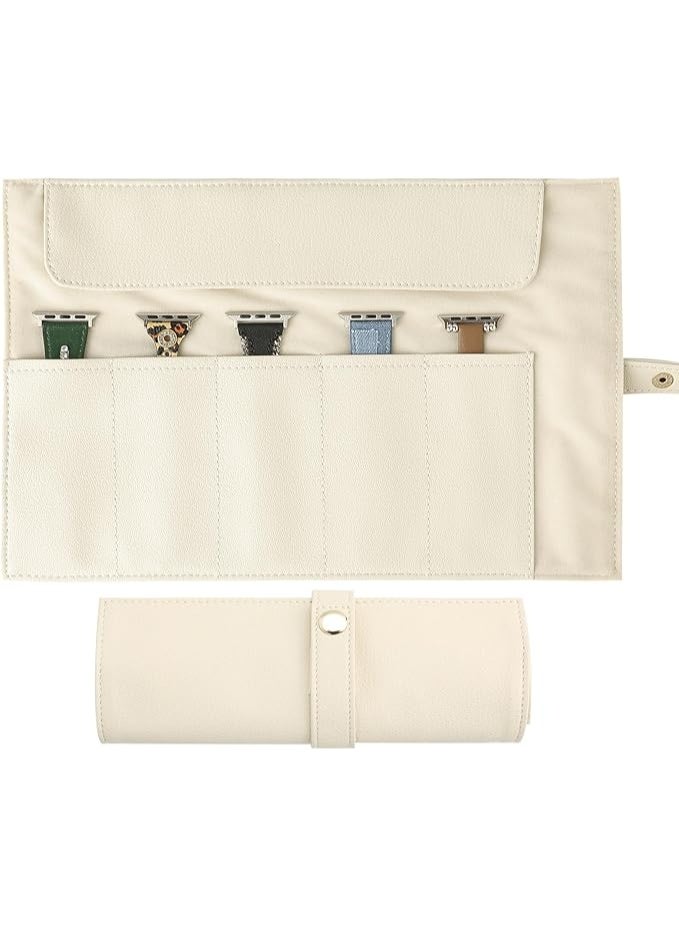 عربست ساعة حافظة حزام الساعة منظم حافظة جلدية للساعة لفة ساعة جلدية للسفر تحمل 5 حافظات تخزين حزام الساعة للرجال والنساء أحزمة الساعة حقيبة تنظيم محمولة متوافقة مع حزام ساعة أبل - Image 1