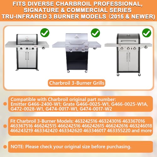 PETKAO G466-2400-W1 17'' Stamped Infrared Emitters& G474-0017-W1 Grill Grates for Charbroil Grill Replacement Parts Charbroil Tru-Infrared 3-Burner 463367016 463242516 463242515 463243016 466242515 463367516 - Image 2