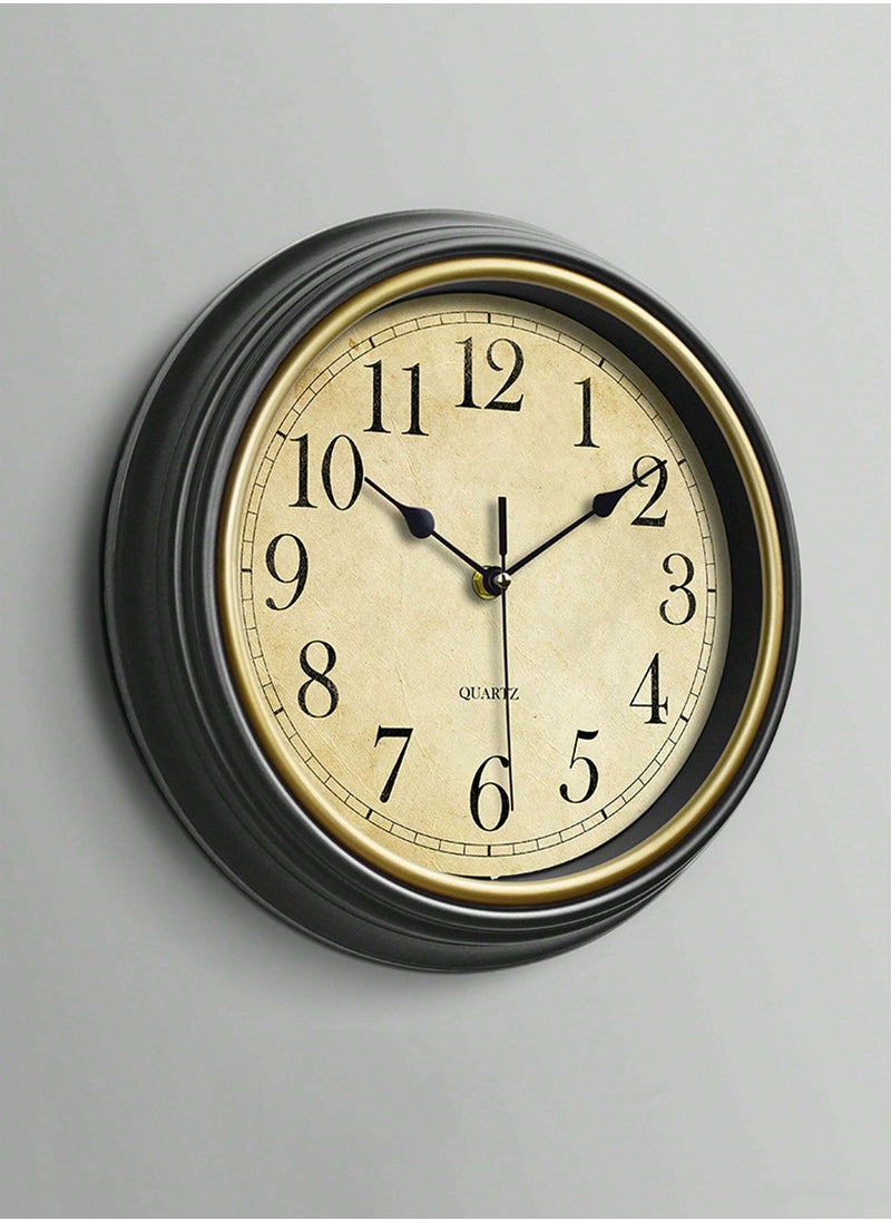 Uwals Wall Clock Without Ticking Sounds with Silent Vintage Quartz Clock Battery Operated Easy to Read for Room Home Kitchen Bedroom Office School Decoration (Black)  - Image 1