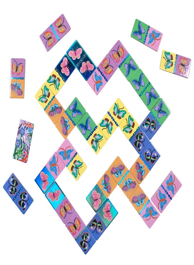 إيبو: لعبة دومينو الفراشات العملاقة اللامعة - 28 قطعة كبيرة الحجم، لعبة مطابقة كلاسيكية، فراشات ثلاثية الأبعاد ممتعة وملونة، للأطفال من عمر 3 سنوات فما فوق، من 2 إلى 4 لاعبين - Image 3