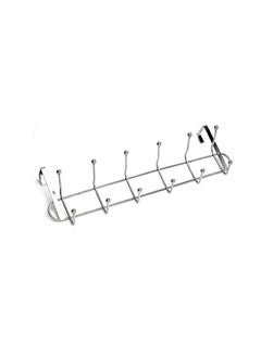 Door Hanger with 12 Hooks Stainless Steel Durable Double Row Hanging Rack Organizer Easy Installation No Drilling Multi-use Hanger (12 Hook Door Hanger)
