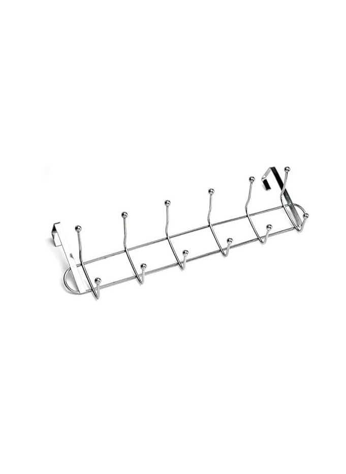 Generic - Door Hanger with 12 Hooks Stainless Steel Durable Double Row Hanging Rack Organizer Easy Installation No Drilling Multi-use Hanger (12 Hook Door Hanger) - Image 1