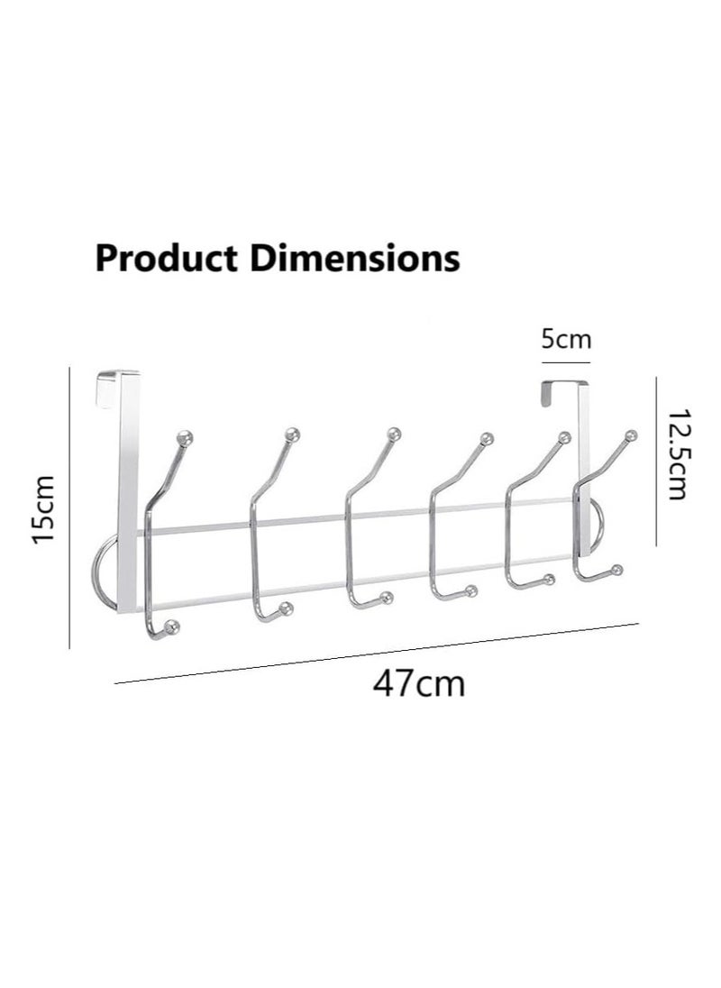 Generic - Door Hanger with 12 Hooks Stainless Steel Durable Double Row Hanging Rack Organizer Easy Installation No Drilling Multi-use Hanger (12 Hook Door Hanger) - Image 1