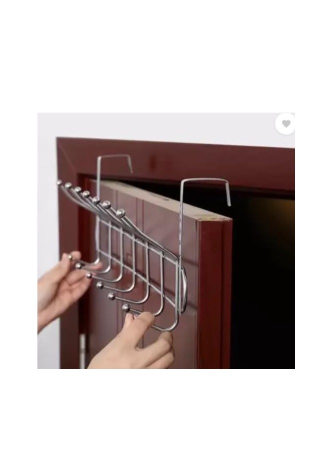 Generic - Door Hanger with 12 Hooks Stainless Steel Durable Double Row Hanging Rack Organizer Easy Installation No Drilling Multi-use Hanger (12 Hook Door Hanger) - Image 1