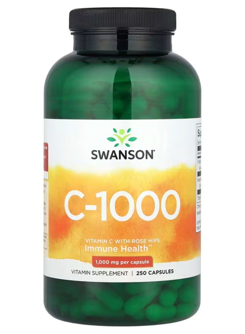 SWANSON C-1000 Vitamin C with Rose Hips 1000 mg 250 Caps