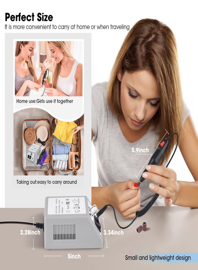 LAVAED Professional Electric Nail Drill Machine Kit - Low Noise Vibration with 156pcs Sanding Bands for Acrylic Nail Drill, Gel Art Remover, Polisher, Manicure, Pedicure - Image 4