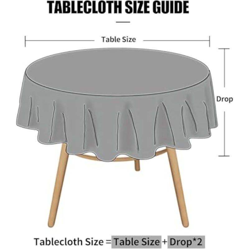 Round Table Cloth Waterproof Heavy Duty Tablecloths Wipeable Washable Table Cover for Kitchen and Dining Room Grey - Image 2